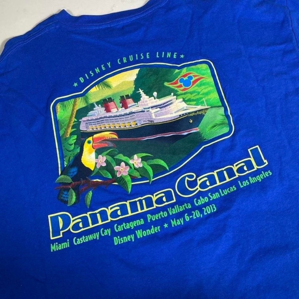 Disney Cruise Line Panama Canal 2013 Disney Wonder T Shirt Blue Adult
